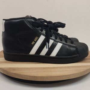 Adidas PRO MODEL GOLD Black Leather Sz 7.5 Men's Shoes B39368 Hi Top Sneakers